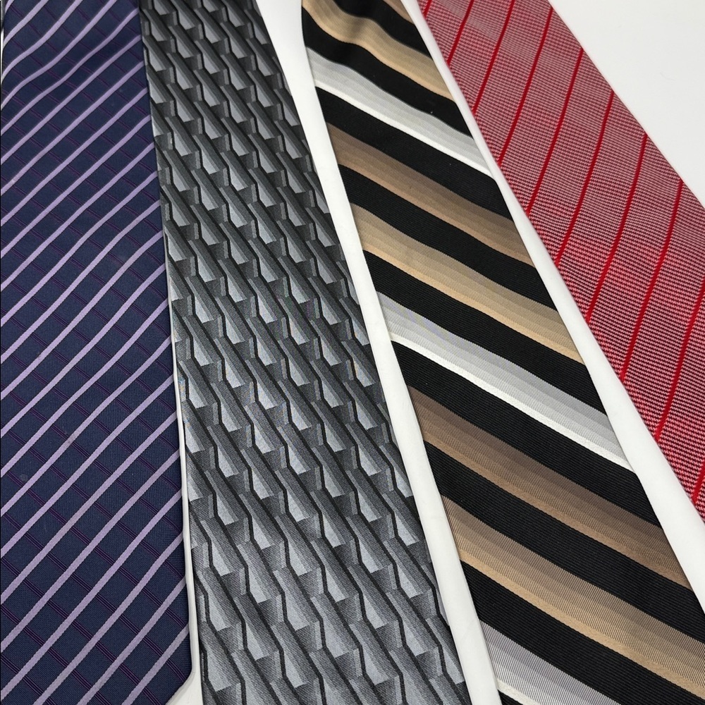 Vintage Stylish Men's Neck Ties Set of 4 Various Patterns - Picture 2 of 12